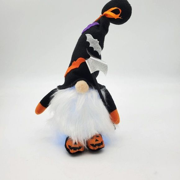 Halloween Gnome Light Up Decor Bat Festive‎ Felt Hat Pumpkin 12 inch Spooky Cute - Picture 1 of 6